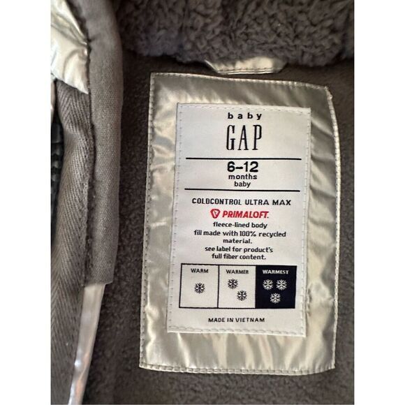 NEW Gap Silver Baby Bear Ear Suit Bunting Snow Suit 6-12 Mo - Picture 5 of 5
